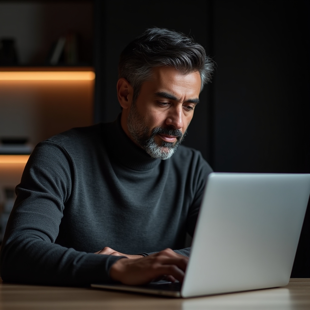 Profesionál studující online kurz na notebooku